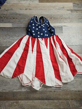 Patriotic Flag Dress By Cotton Kids Size 2T Americana USA250 July Summer